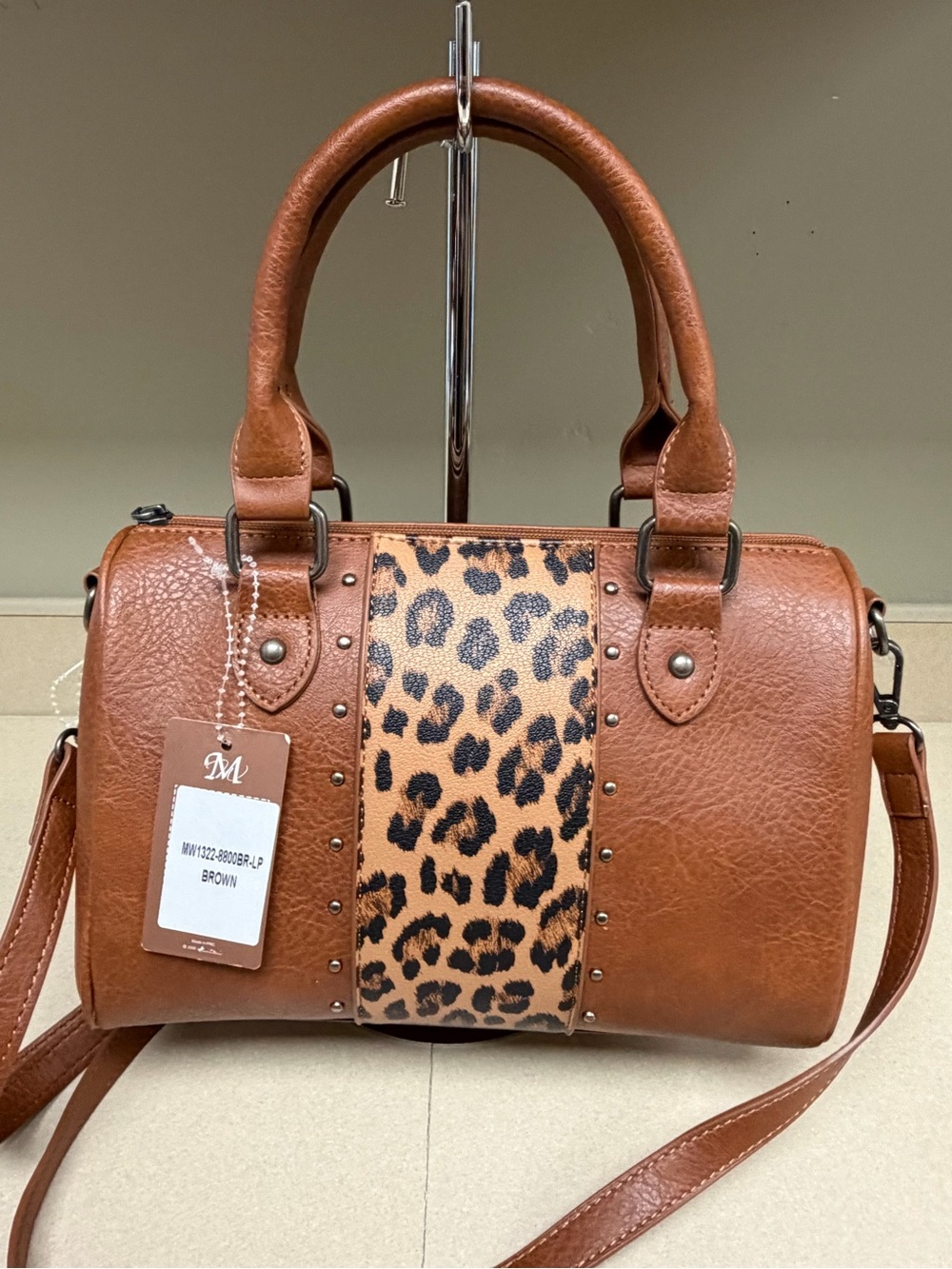 Montana West Cognac Brown Western Leopard Print Studded Satchel – New With Tags